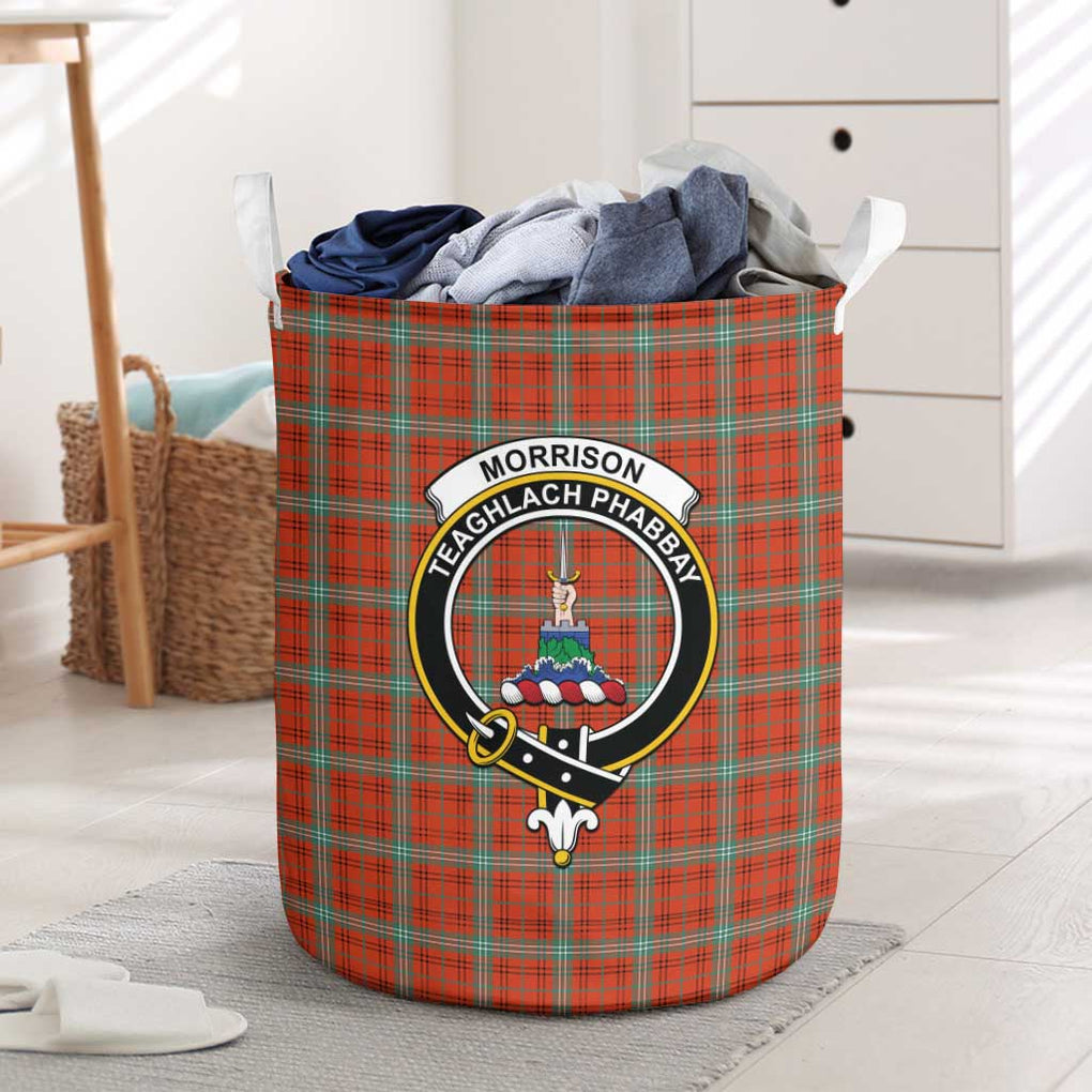 Morrison Red Ancient Tartan Laundry Basket with Family Crest One Size - Tartanvibesclothing Shop