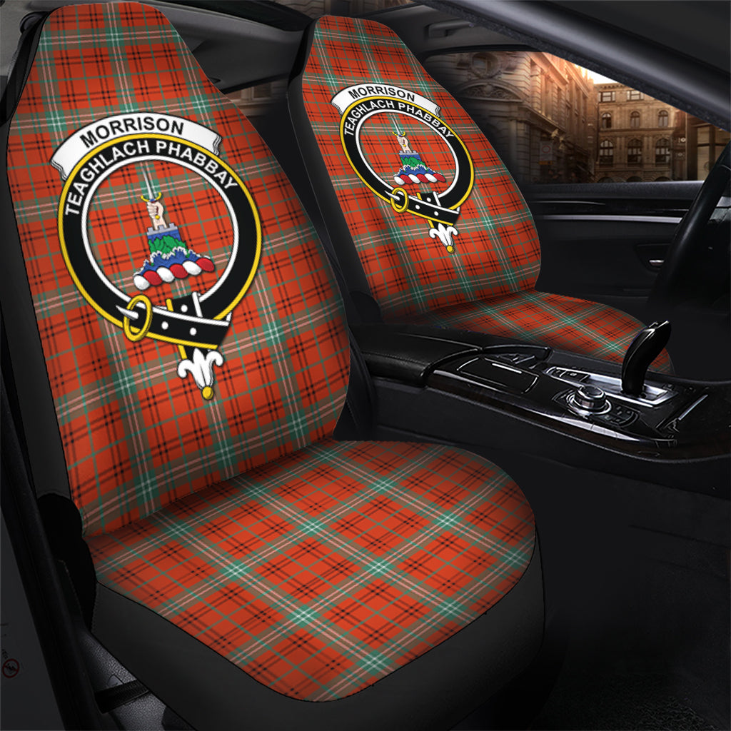 Morrison Red Ancient Tartan Car Seat Cover with Family Crest - Tartanvibesclothing