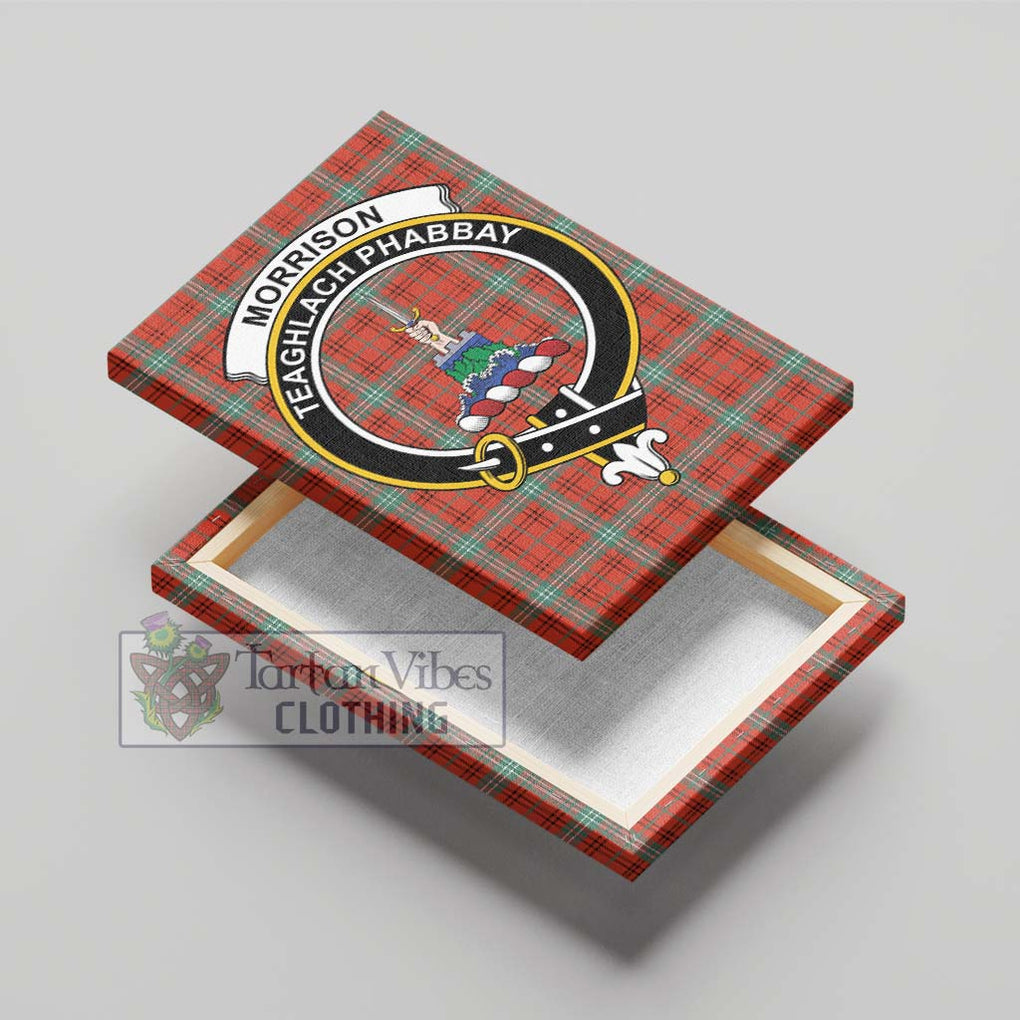 Morrison Red Ancient Tartan Canvas Print Wall Art with Family Crest - Tartan Vibes Clothing