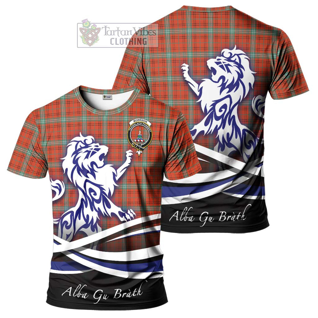 Tartan Vibes Clothing Morrison Red Ancient Tartan Cotton T-shirt with Alba Gu Brath Regal Lion Emblem