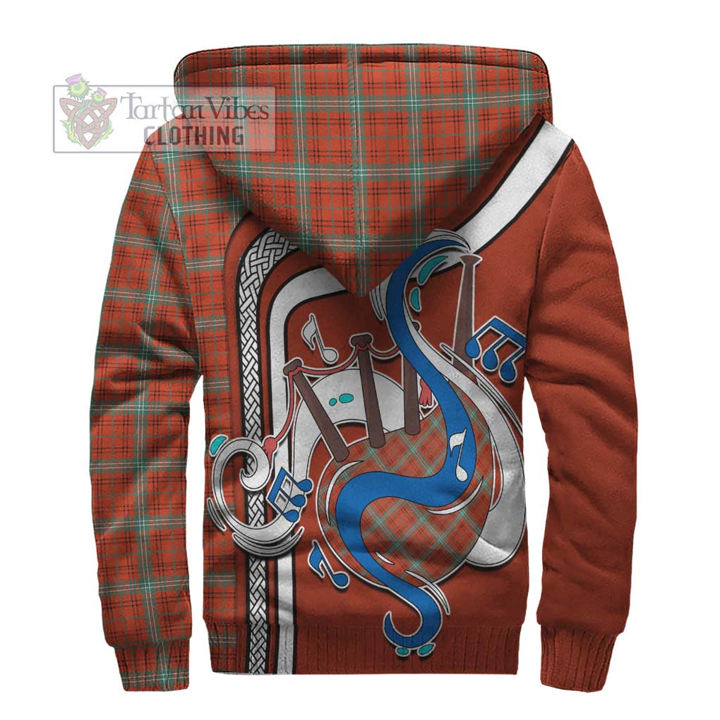 Morrison Red Ancient Tartan Sherpa Hoodie with Epic Bagpipe Style - Tartanvibesclothing Shop