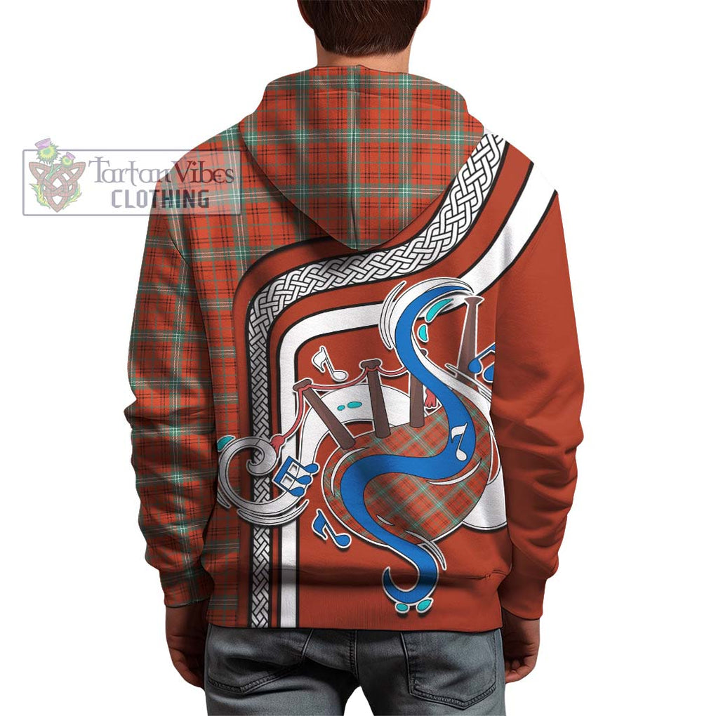 Morrison Red Ancient Tartan Hoodie with Epic Bagpipe Style - Tartanvibesclothing Shop