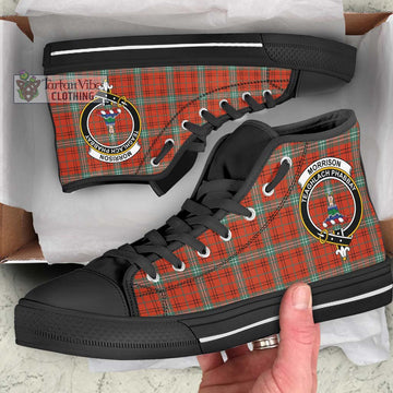 Morrison Red Ancient Tartan High Top Shoes with Family Crest