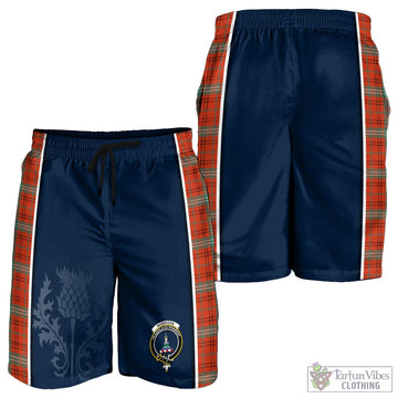 Morrison Red Ancient Tartan Men's Shorts with Family Crest and Scottish Thistle Vibes Sport Style