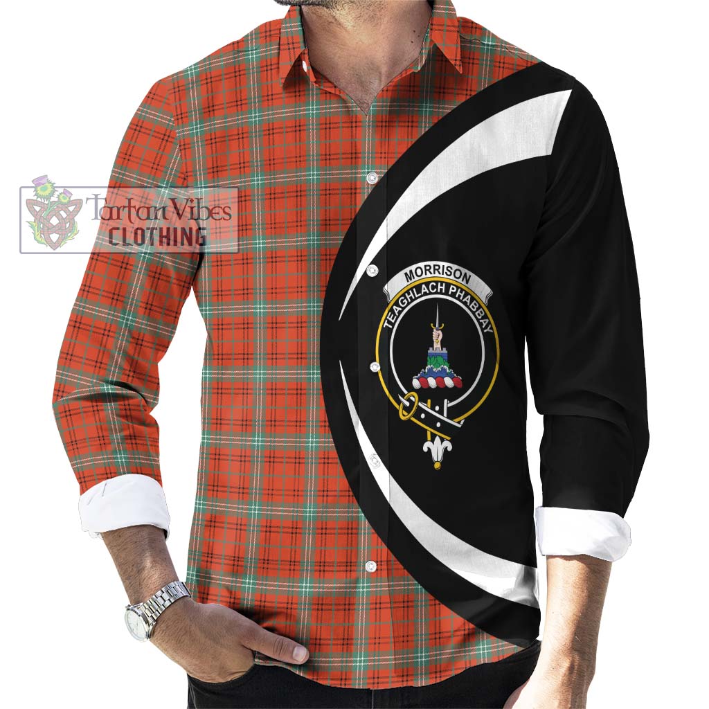 Morrison Red Ancient Tartan Long Sleeve Button Up with Family Crest Circle Style - Tartan Vibes Clothing