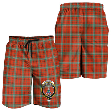 Morrison Red Ancient Tartan Mens Shorts with Family Crest