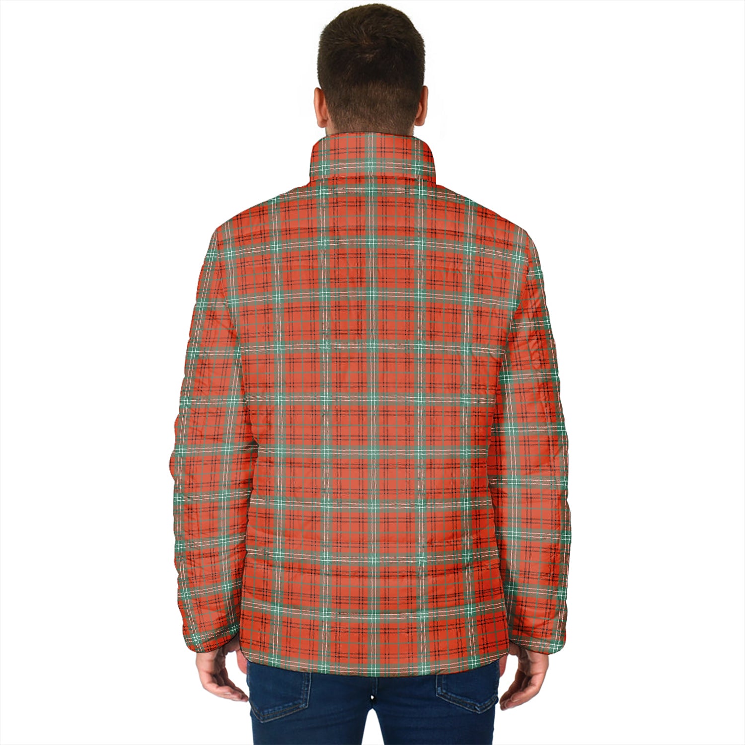 Morrison Red Ancient Tartan Padded Jacket with Family Crest - Tartan Vibes Clothing