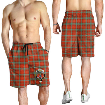 Morrison Red Ancient Tartan Mens Shorts with Family Crest