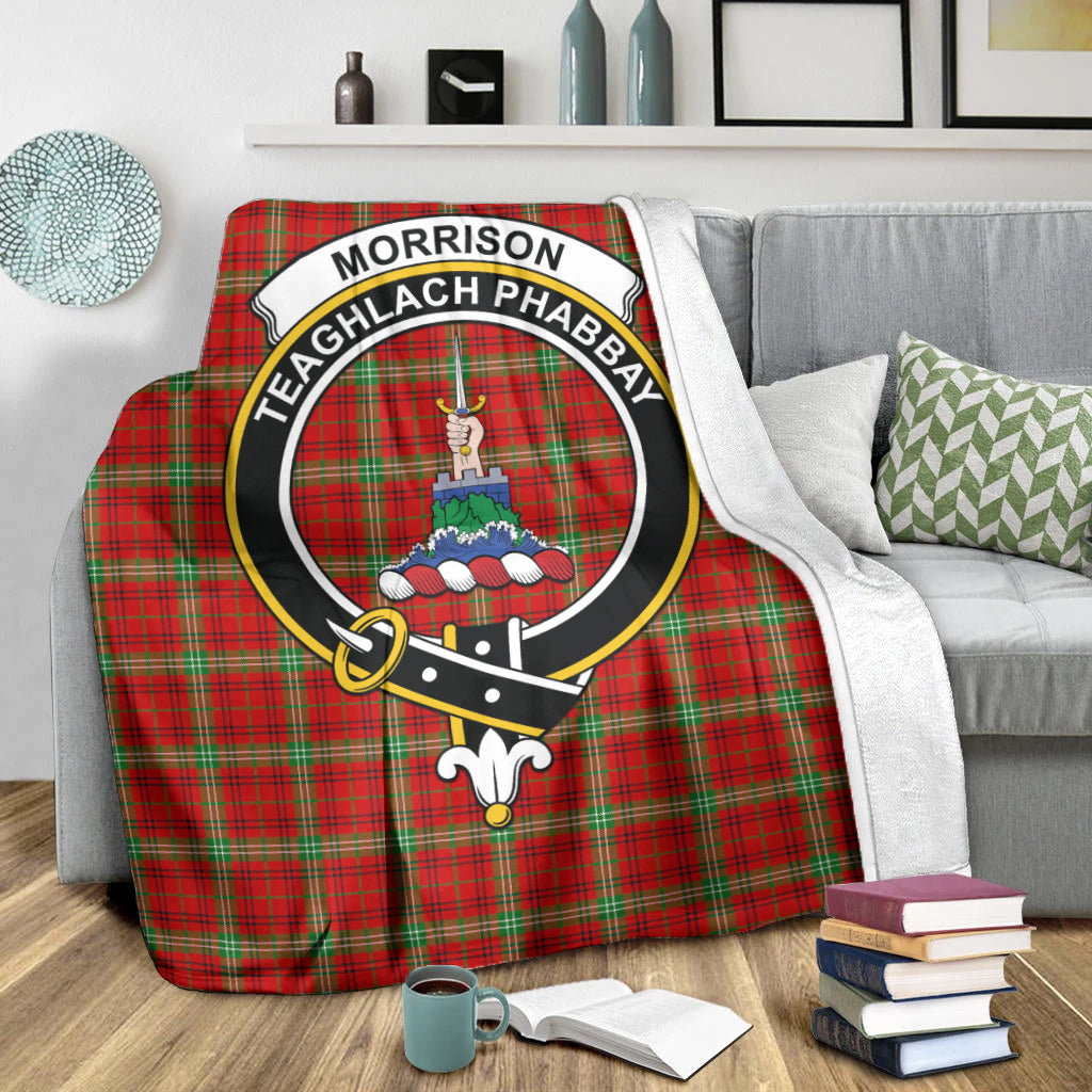 morrison-red-modern-tartab-blanket-with-family-crest