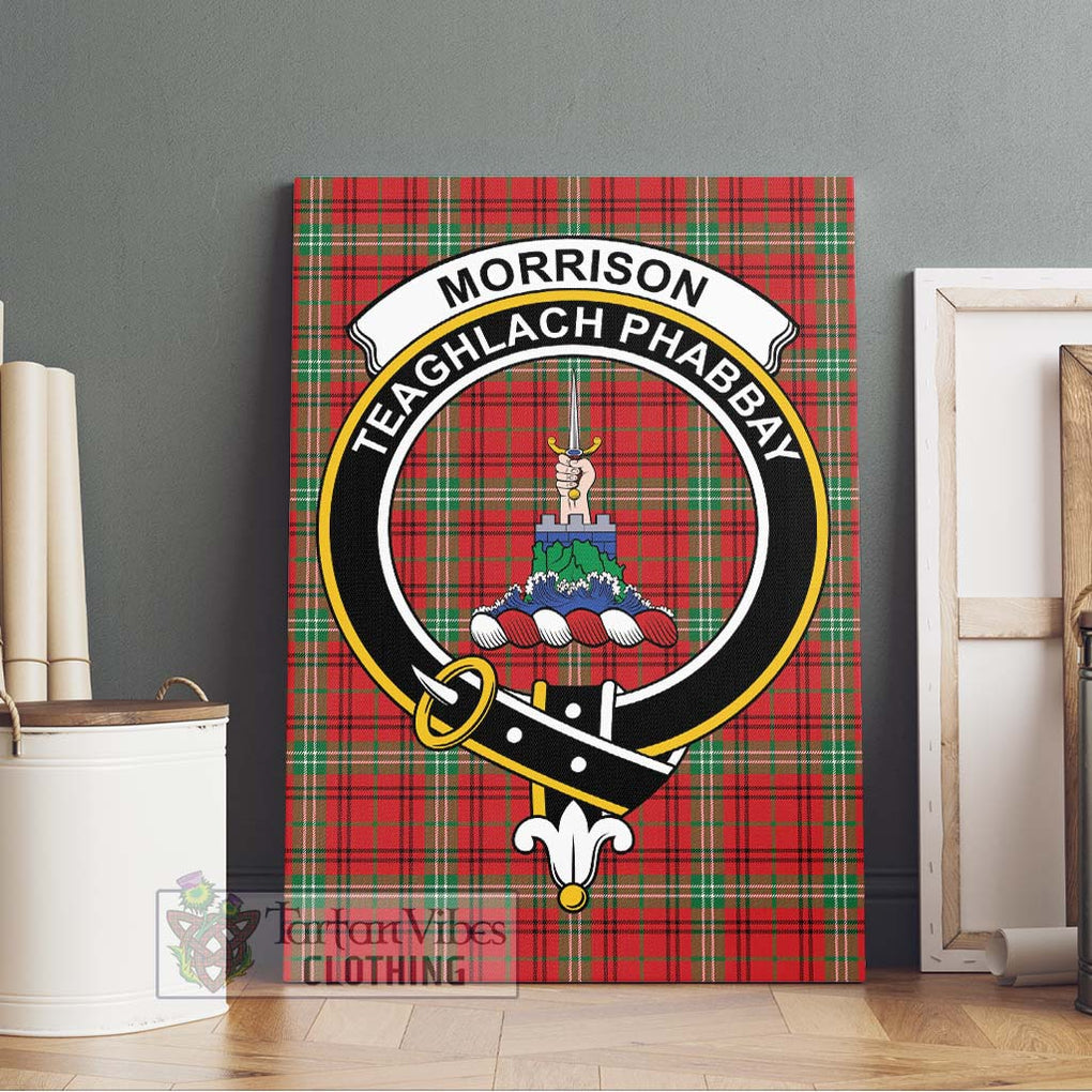 Morrison Red Modern Tartan Canvas Print Wall Art with Family Crest Without Frame - Tartan Vibes Clothing