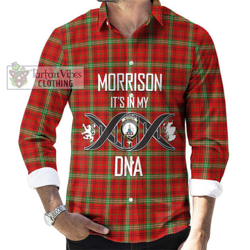 Morrison Red Modern Tartan Long Sleeve Button Shirt with Family Crest DNA In Me Style