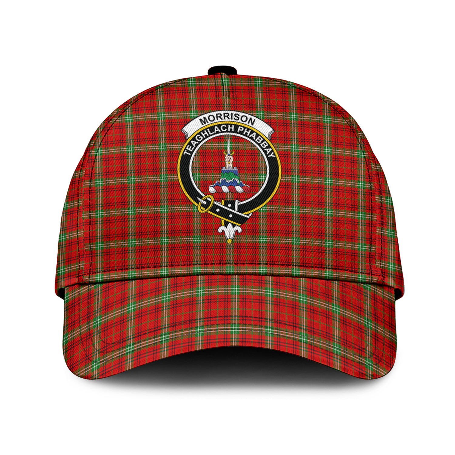 Morrison Red Modern Tartan Classic Cap with Family Crest Classic Cap Universal Fit - Tartan Vibes Clothing