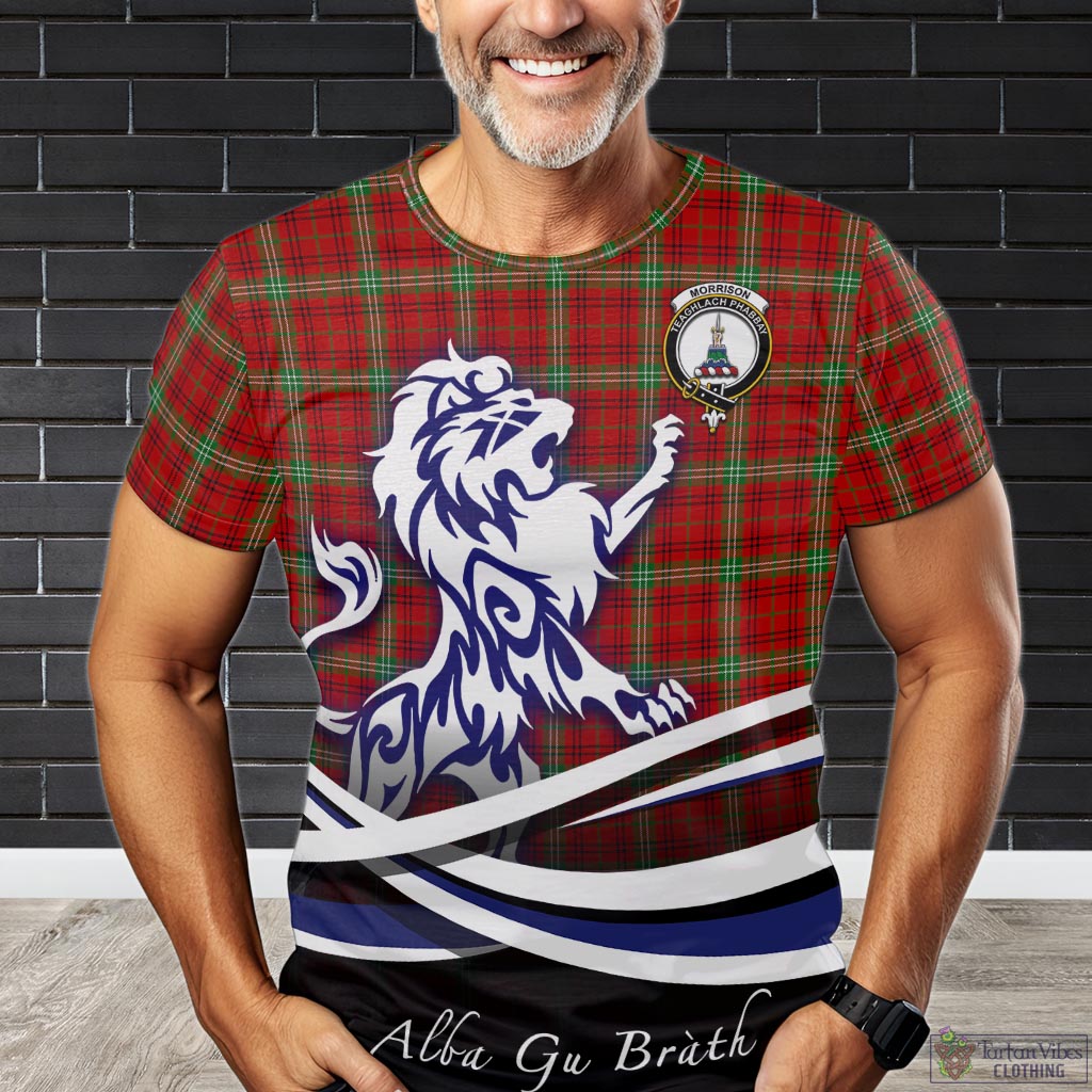 morrison-red-modern-tartan-t-shirt-with-alba-gu-brath-regal-lion-emblem