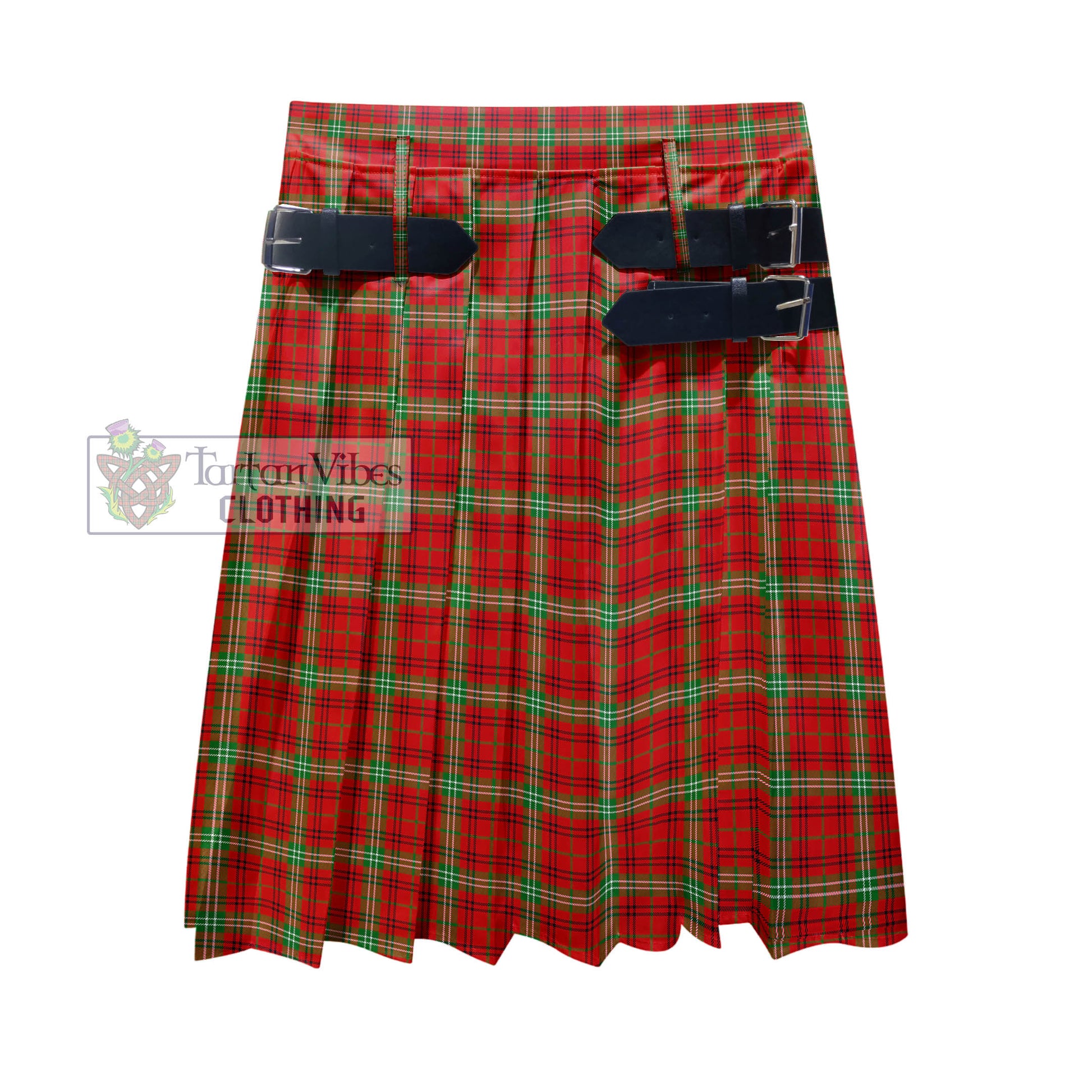 Tartan Vibes Clothing Morrison Red Modern Tartan Men's Pleated Skirt - Fashion Casual Retro Scottish Style