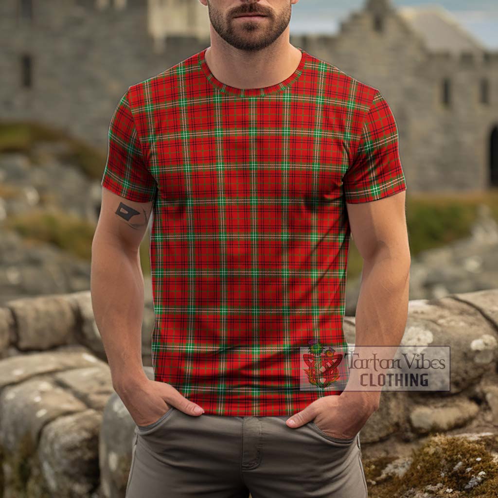 Morrison Red Modern Tartan Cotton T-Shirt Men's Shirt - Tartanvibesclothing Shop