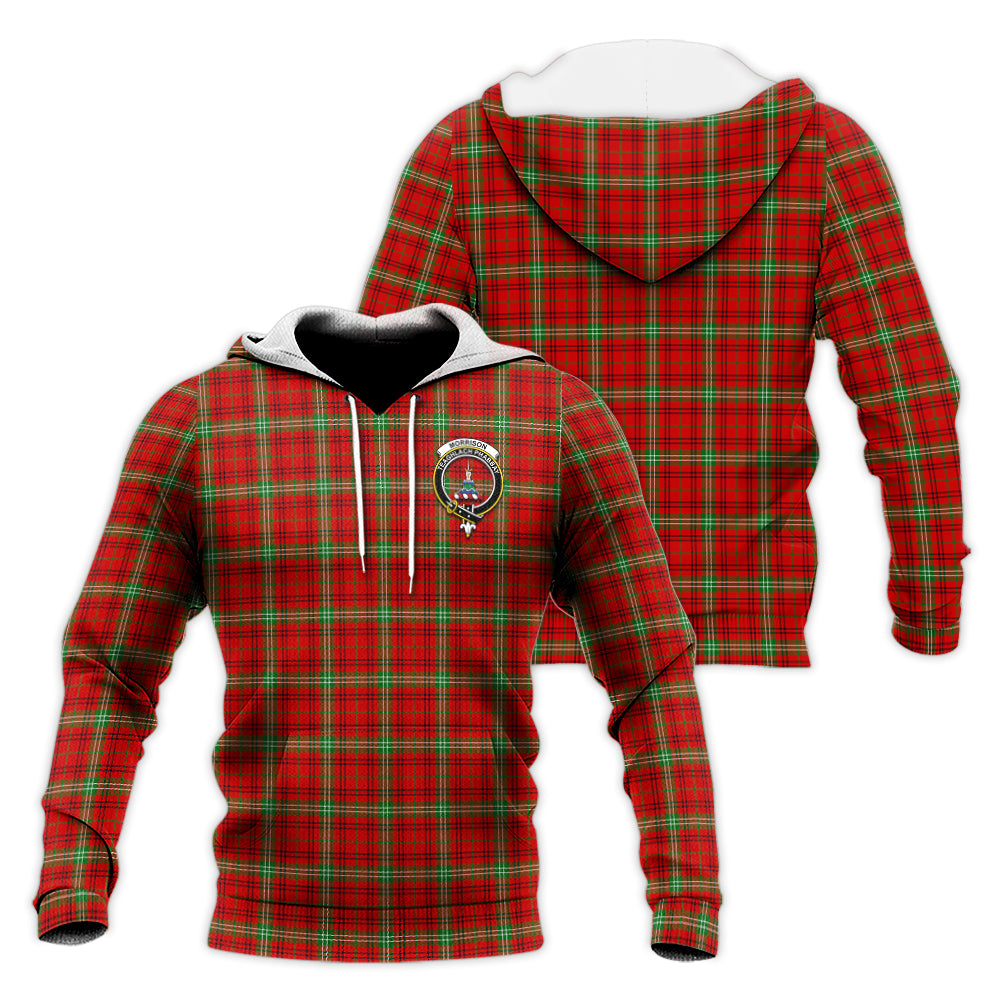 morrison-red-modern-tartan-knitted-hoodie-with-family-crest