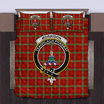 Morrison Red Modern Tartan Quilt Bed Set with Family Crest