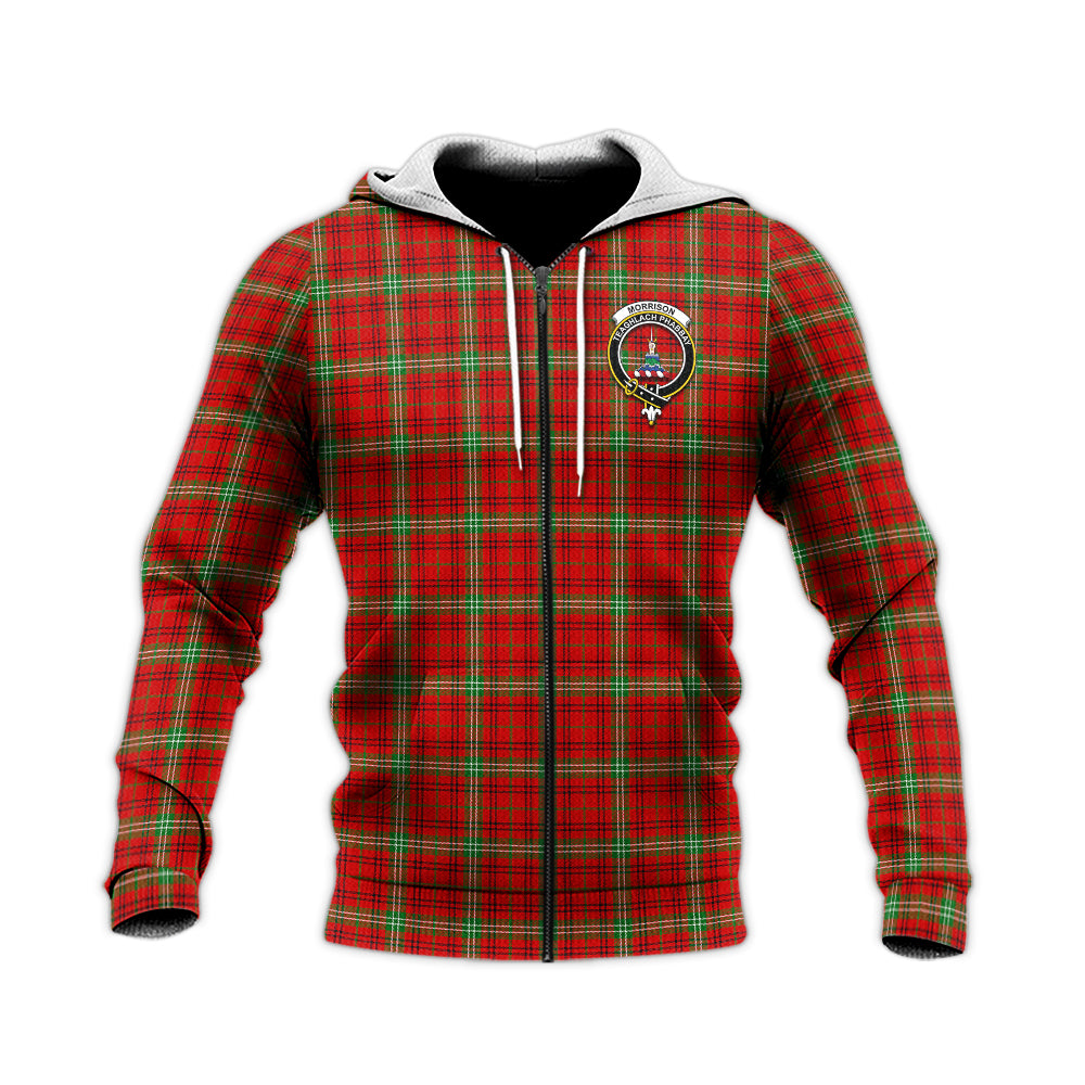 morrison-red-modern-tartan-knitted-hoodie-with-family-crest