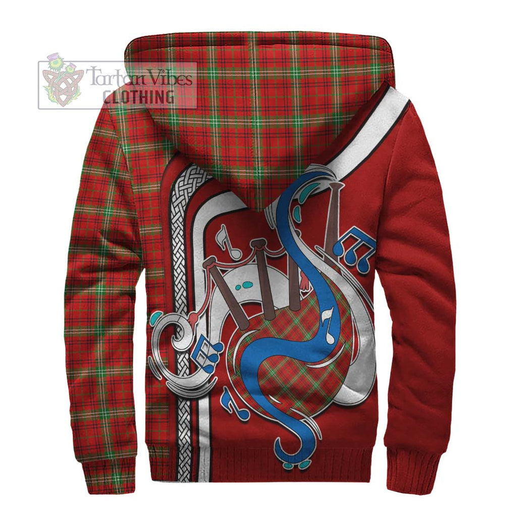 Morrison Red Modern Tartan Sherpa Hoodie with Epic Bagpipe Style - Tartanvibesclothing Shop