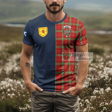 Morrison Red Modern Tartan T-Shirt Alba with Scottish Lion Royal Arm Half Style