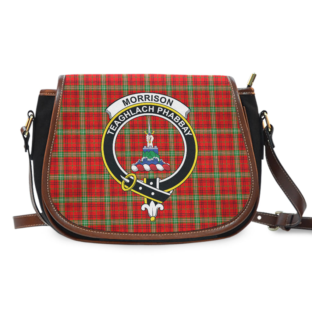 Morrison Red Modern Tartan Saddle Bag with Family Crest - Tartan Vibes Clothing