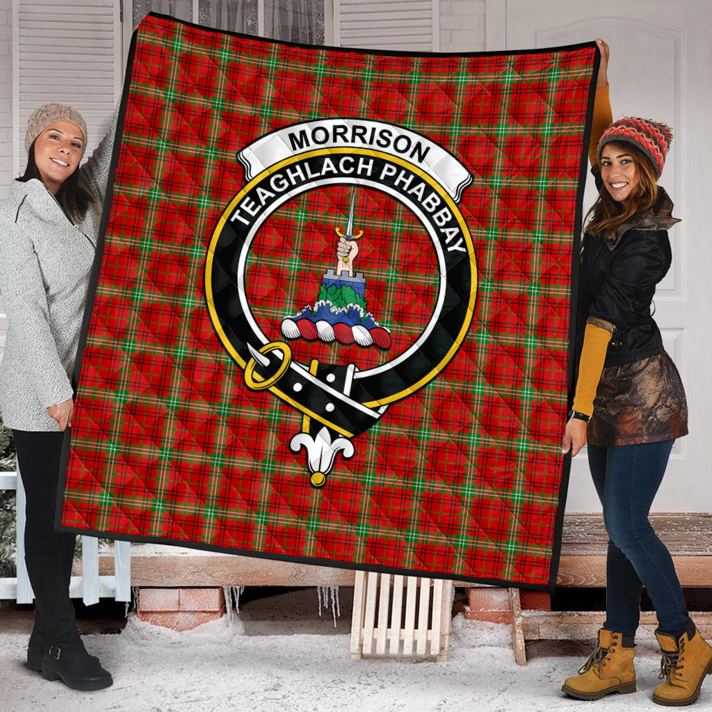 morrison-red-modern-tartan-quilt-with-family-crest