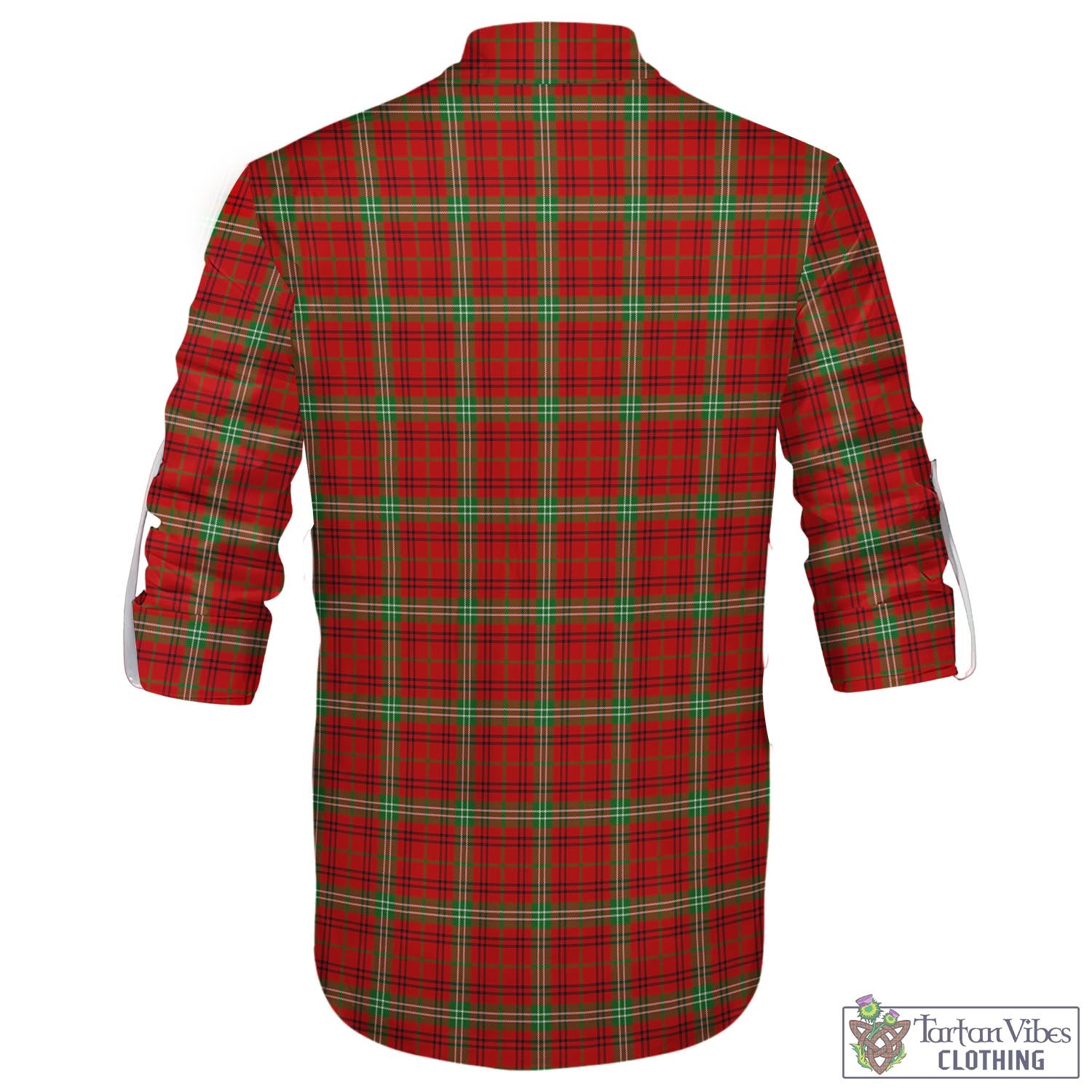 Tartan Vibes Clothing Morrison Red Modern Tartan Men's Scottish Traditional Jacobite Ghillie Kilt Shirt with Family Crest