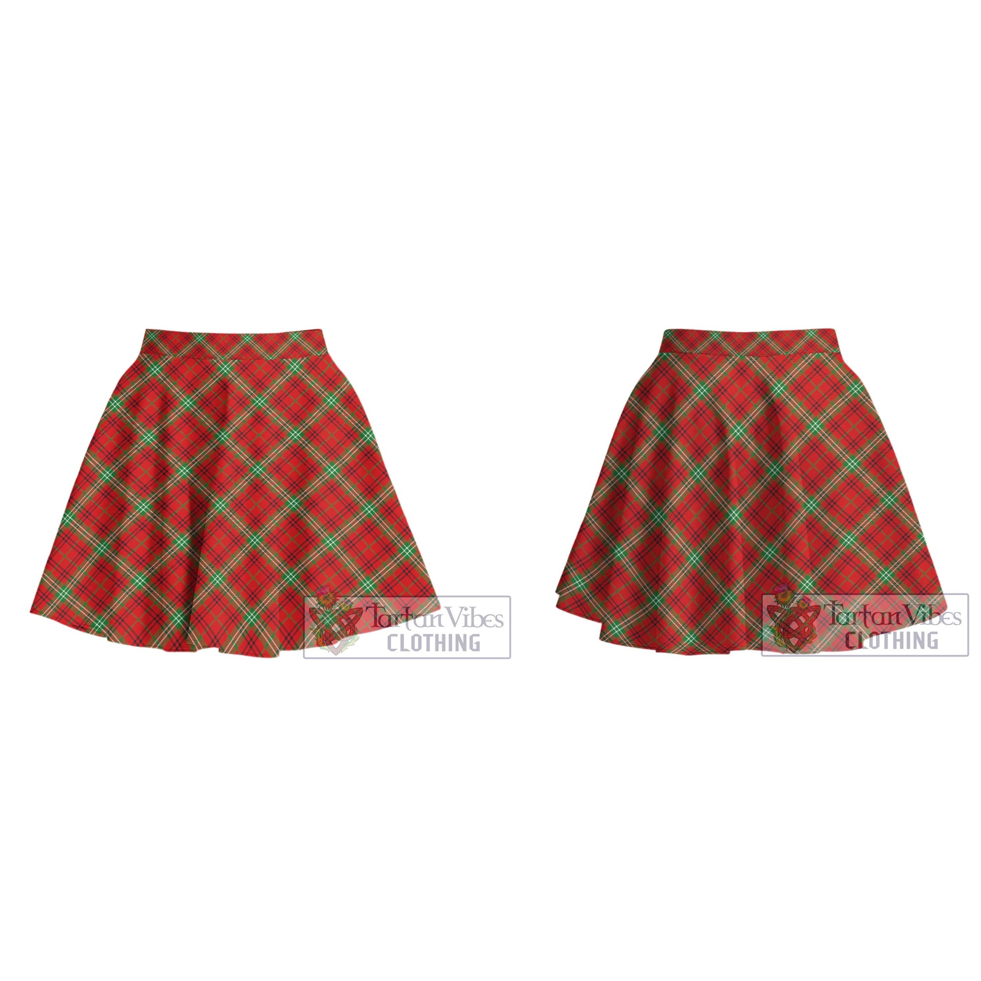 Tartan Vibes Clothing Morrison Red Modern Tartan Women's Plated Mini Skirt