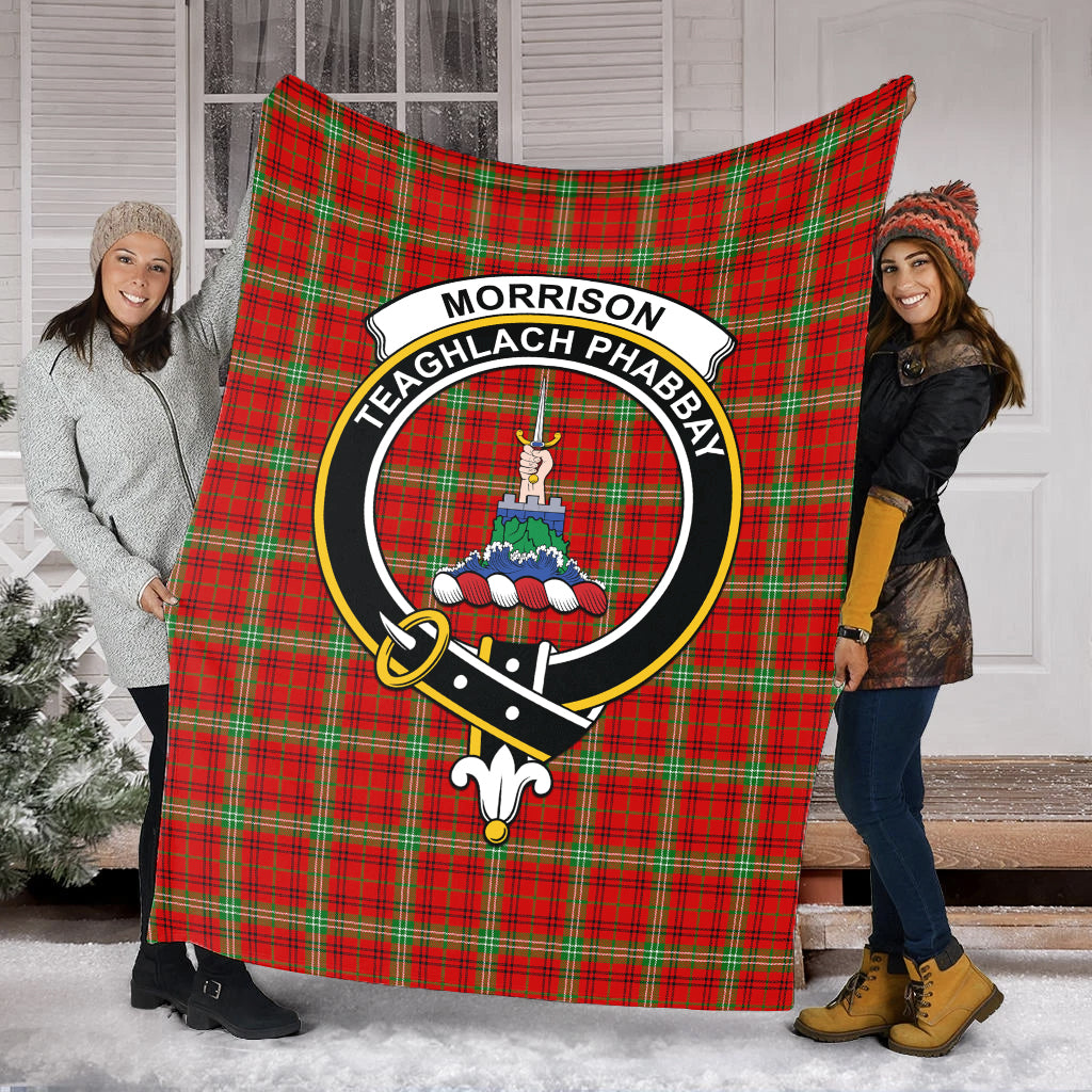 morrison-red-modern-tartab-blanket-with-family-crest