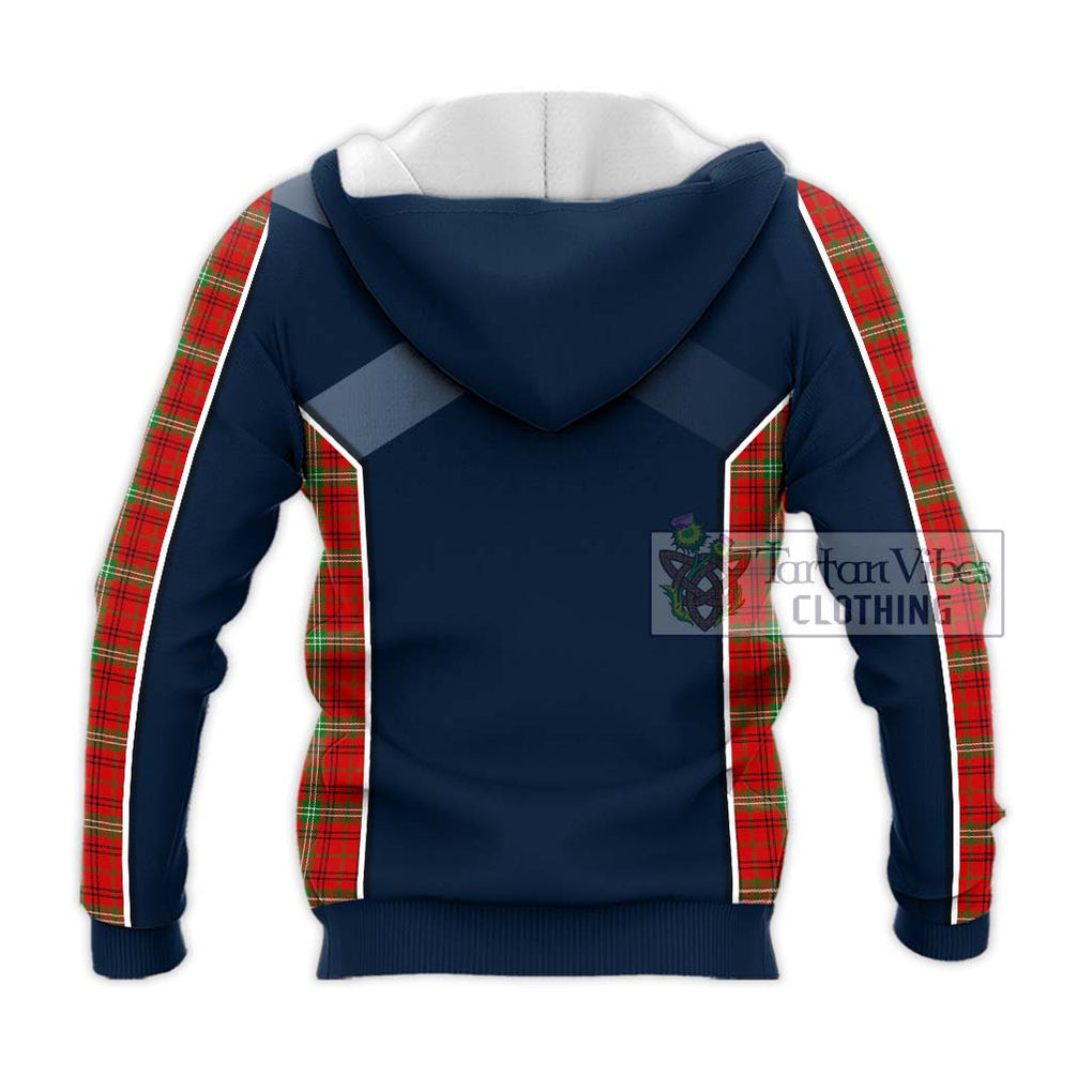 Morrison Red Modern Tartan Knitted Hoodie with Family Crest and Lion Rampant Vibes Sport Style - Tartan Vibes Clothing