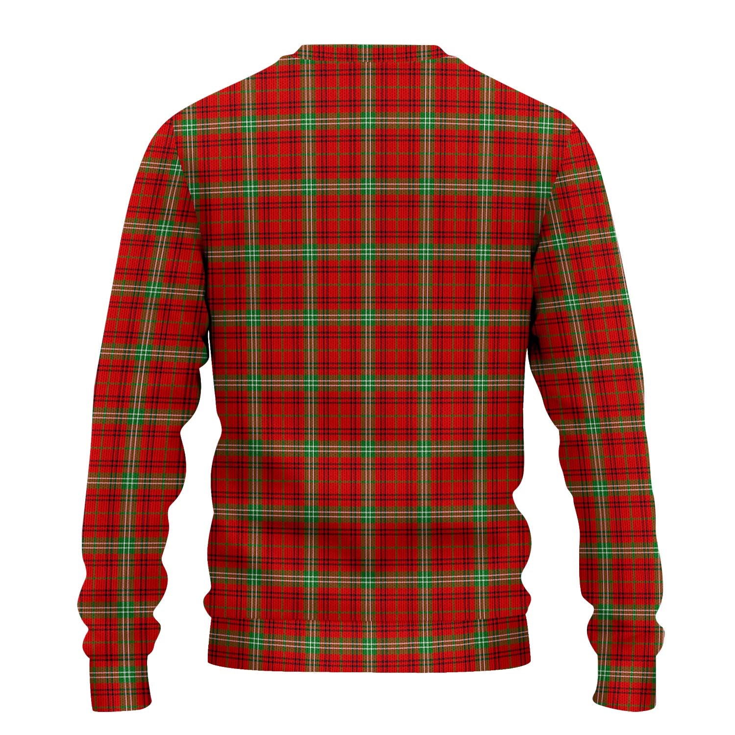 Morrison Red Modern Tartan Knitted Sweater with Family Crest - Tartanvibesclothing