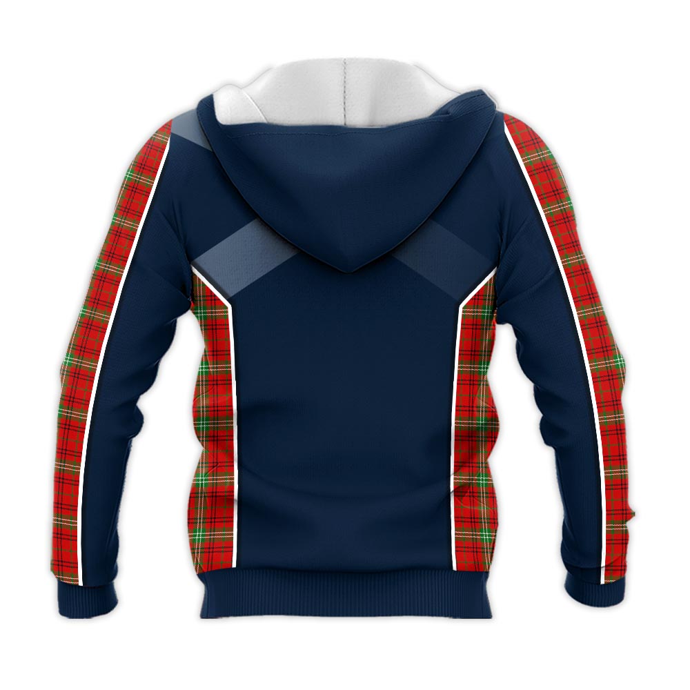 Tartan Vibes Clothing Morrison Red Modern Tartan Knitted Hoodie with Family Crest and Scottish Thistle Vibes Sport Style