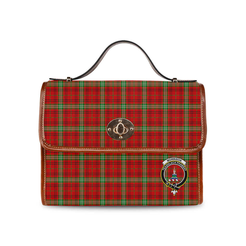 morrison-red-modern-tartan-leather-strap-waterproof-canvas-bag-with-family-crest