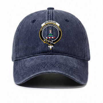 Morrison Scottish Clan Crest Washed Baseball Cap One Size (Adjustable) Navy - Tartan Vibes Clothing