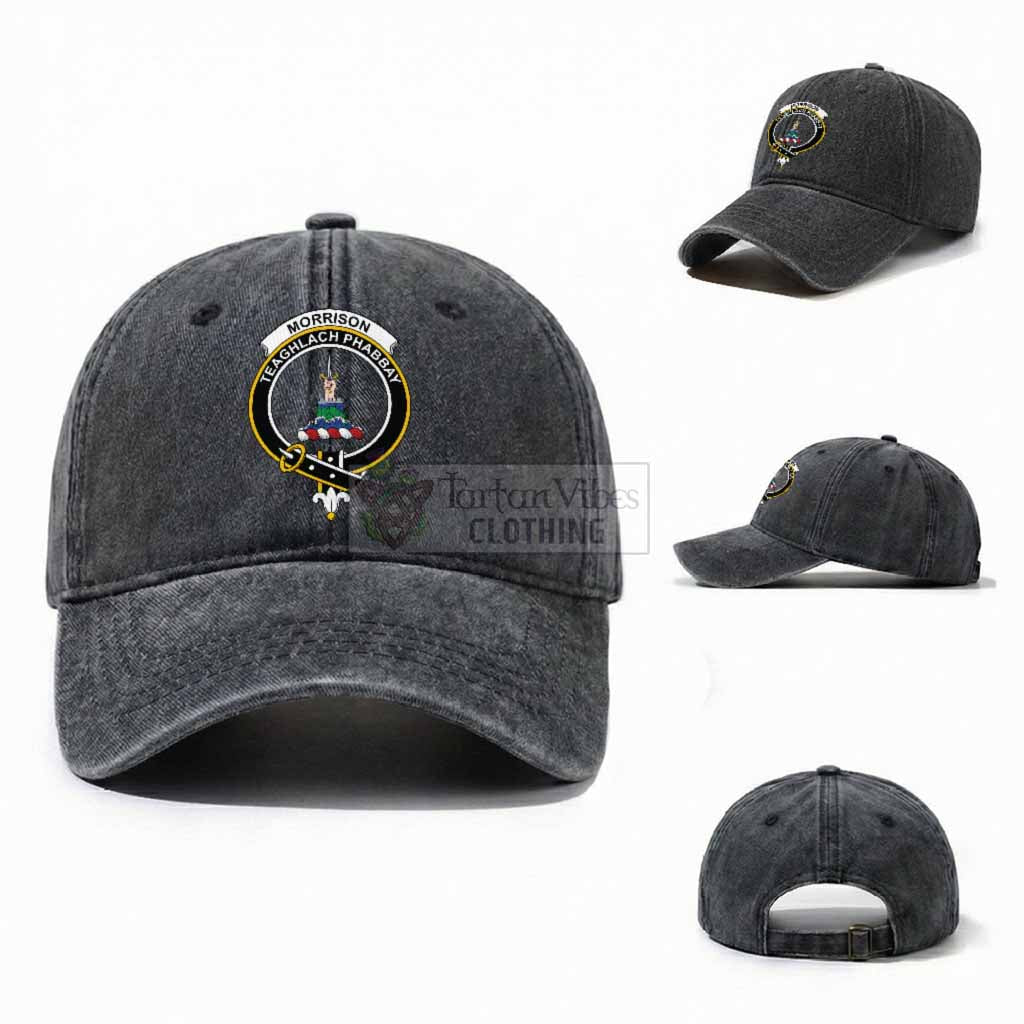 Morrison Scottish Clan Crest Washed Baseball Cap One Size (Adjustable) Dark Gray - Tartan Vibes Clothing