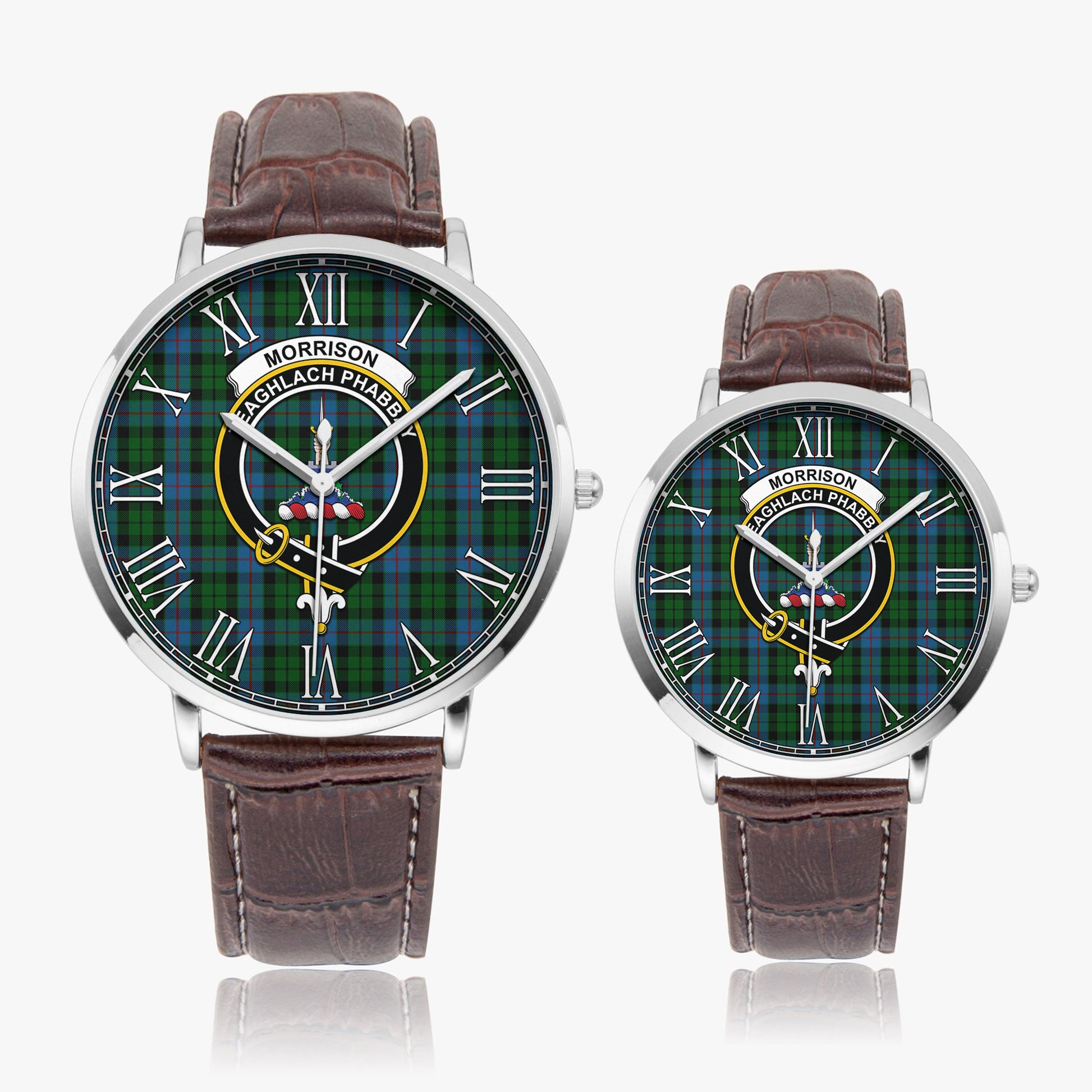 Morrison Society Tartan Family Crest Leather Strap Quartz Watch - Tartanvibesclothing