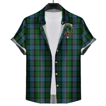 Morrison Society Tartan Short Sleeve Button Down Shirt with Family Crest