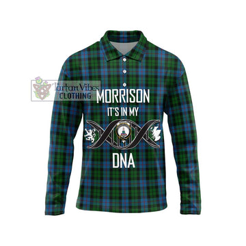 Morrison Society Tartan Long Sleeve Polo Shirt with Family Crest DNA In Me Style