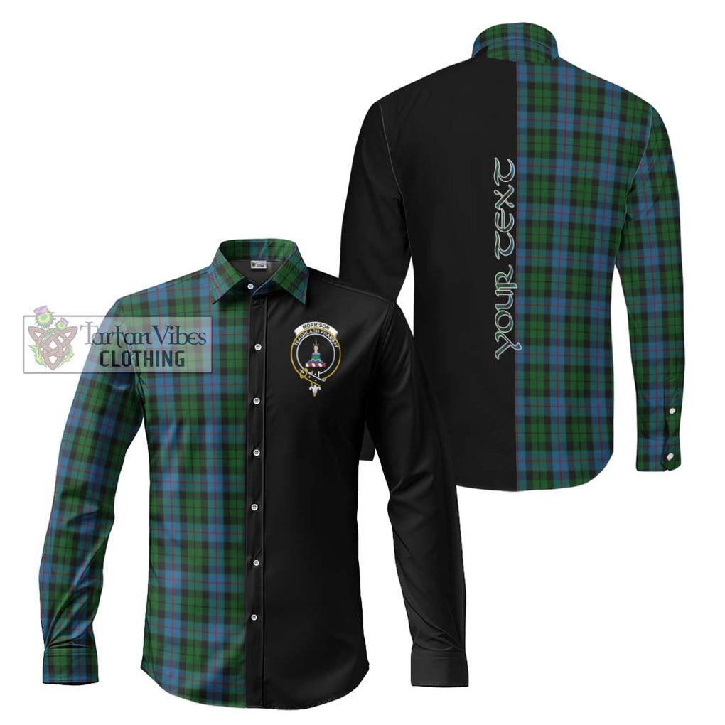 Morrison Society Tartan Long Sleeve Button Shirt with Family Crest and Half Of Me Style Men's Shirt S - Tartanvibesclothing Shop