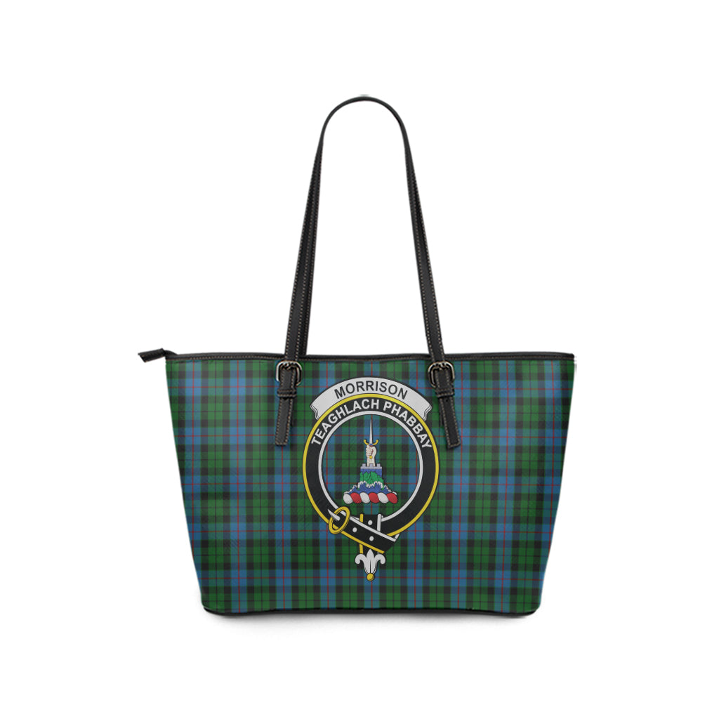 Morrison Society Tartan Leather Tote Bag with Family Crest - Tartan Vibes Clothing