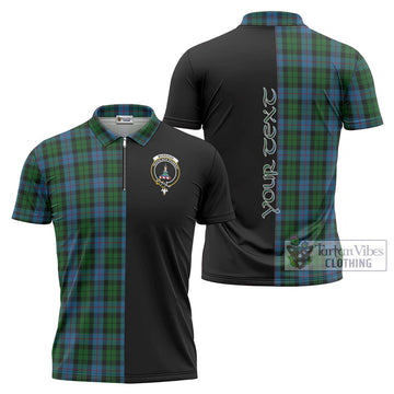 Morrison Society Tartan Zipper Polo Shirt with Family Crest and Half Of Me Style