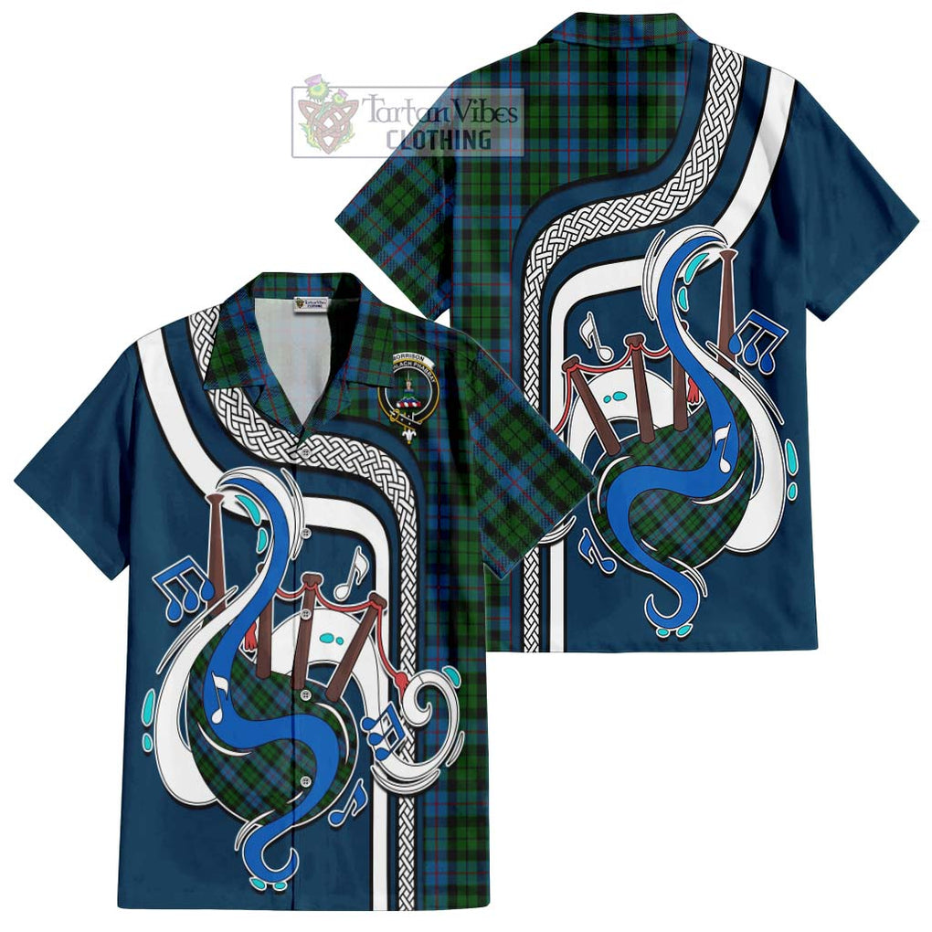 Morrison Society Tartan Short Sleeve Button Shirt with Epic Bagpipe Style Kid - Tartanvibesclothing Shop