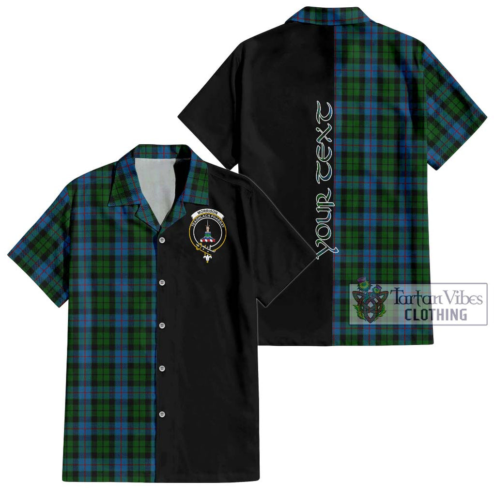 Morrison Society Tartan Short Sleeve Button Shirt with Family Crest and Half Of Me Style Kid - Tartanvibesclothing Shop