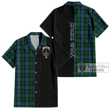 Morrison Society Tartan Short Sleeve Button Shirt with Family Crest and Half Of Me Style