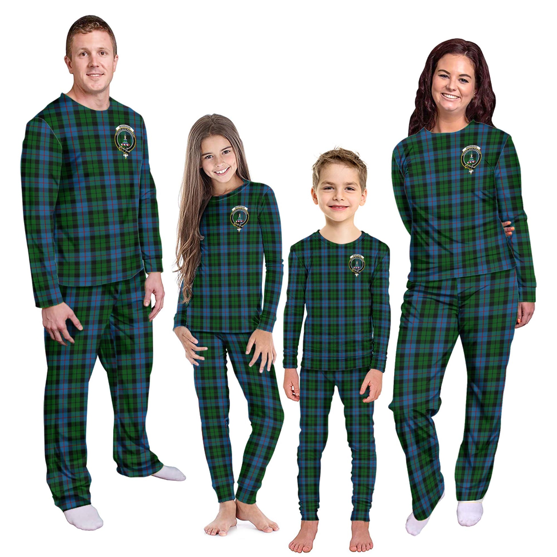 Morrison Society Tartan Pajamas Family Set with Family Crest - Tartanvibesclothing