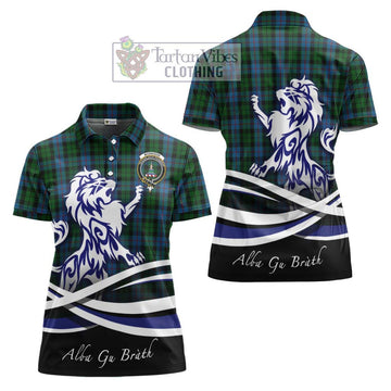 Morrison Society Tartan Women's Polo Shirt with Alba Gu Brath Regal Lion Emblem