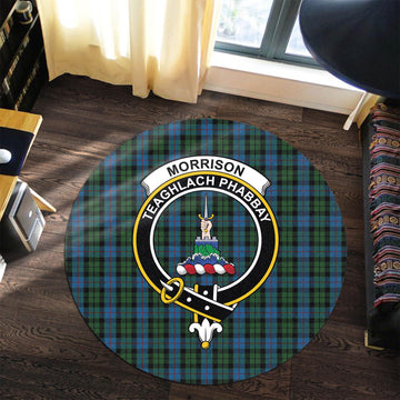 Morrison Society Tartan Round Rug with Family Crest