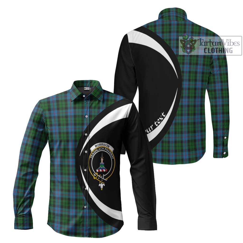 Morrison Society Tartan Long Sleeve Button Up with Family Crest Circle Style Men's Shirt S - Tartan Vibes Clothing