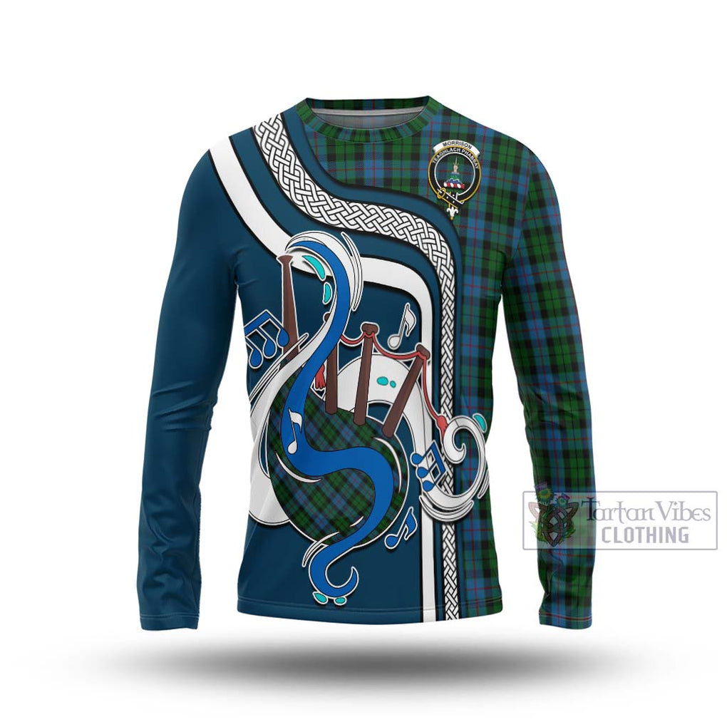 Tartan Vibes Clothing Morrison Society Tartan Long Sleeve T-Shirt with Epic Bagpipe Style