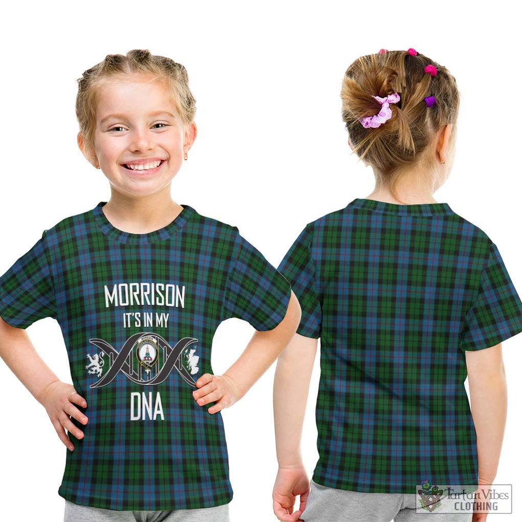 Morrison Society Tartan Kid T-Shirt with Family Crest DNA In Me Style - Tartanvibesclothing Shop